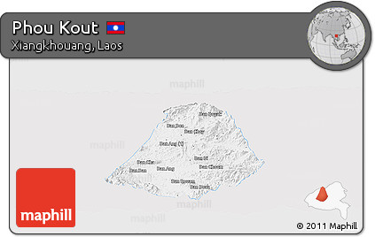Silver Style Panoramic Map of Phou Kout, single color outside