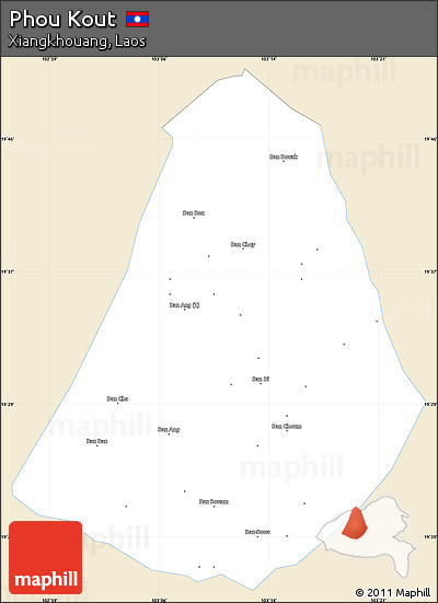 Classic Style Simple Map of Phou Kout, single color outside