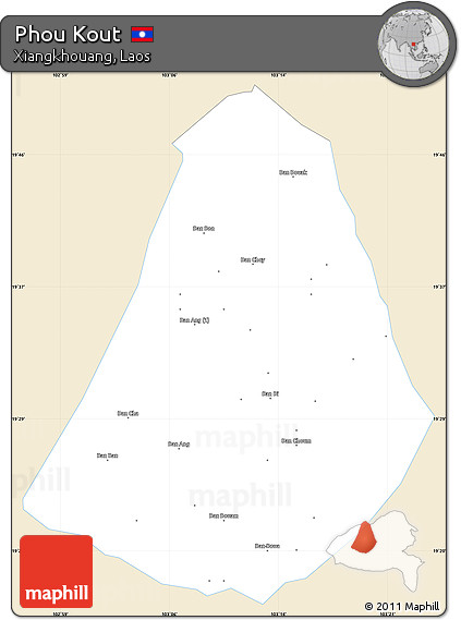 Classic Style Simple Map of Phou Kout, single color outside