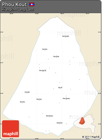 Classic Style Simple Map of Phou Kout, single color outside