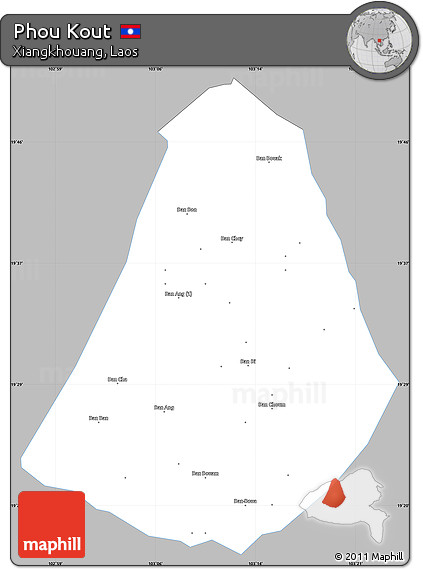 Gray Simple Map of Phou Kout, single color outside