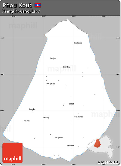 Gray Simple Map of Phou Kout, single color outside