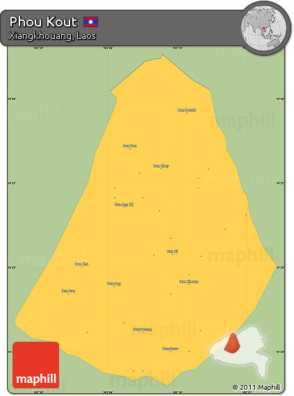 Savanna Style Simple Map of Phou Kout, single color outside