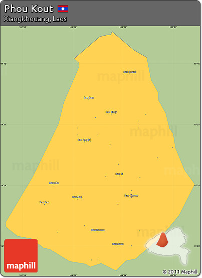 Savanna Style Simple Map of Phou Kout, single color outside