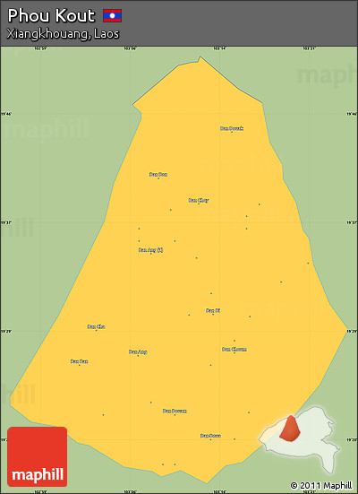Savanna Style Simple Map of Phou Kout, single color outside