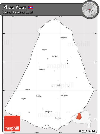 Silver Style Simple Map of Phou Kout, cropped outside