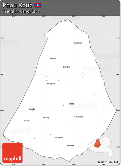 Silver Style Simple Map of Phou Kout, cropped outside
