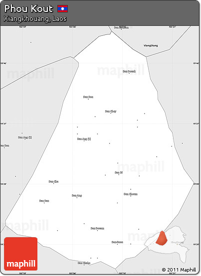 Silver Style Simple Map of Phou Kout