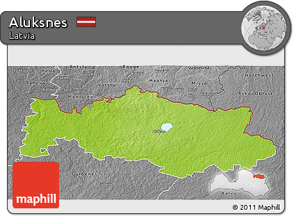 Physical 3D Map of Aluksnes, desaturated