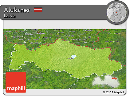 Physical 3D Map of Aluksnes, satellite outside
