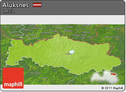 Physical 3D Map of Aluksnes, satellite outside