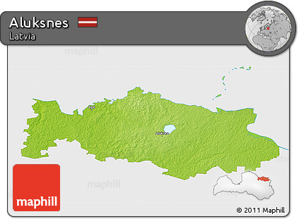Physical 3D Map of Aluksnes, single color outside