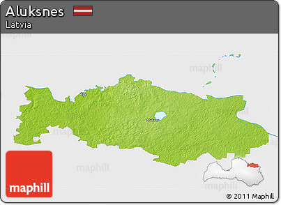 Physical 3D Map of Aluksnes, single color outside