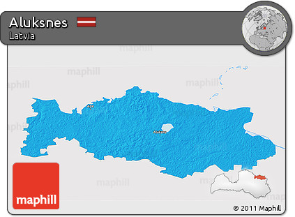 Political 3D Map of Aluksnes, single color outside