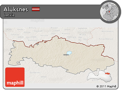 Shaded Relief 3D Map of Aluksnes, lighten