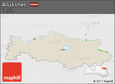 Shaded Relief 3D Map of Aluksnes, single color outside