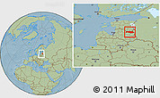 Savanna Style Location Map of Aluksnes, within the entire country, hill shading