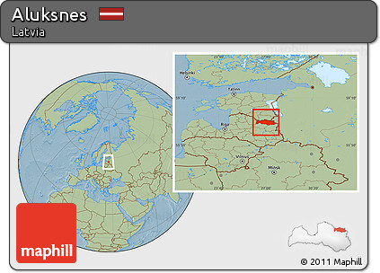 Savanna Style Location Map of Aluksnes, hill shading