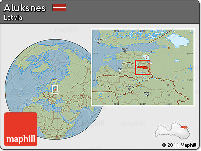 Savanna Style Location Map of Aluksnes, hill shading