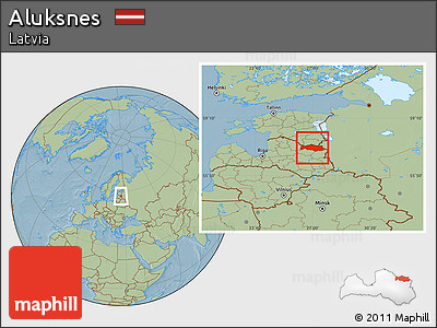 Savanna Style Location Map of Aluksnes, hill shading