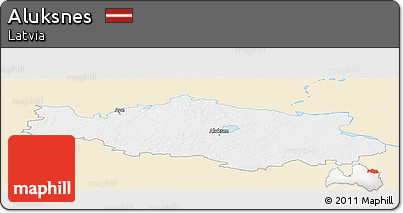 Classic Style Panoramic Map of Aluksnes, single color outside