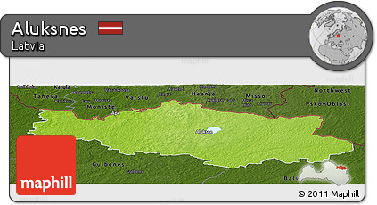 Physical Panoramic Map of Aluksnes, darken