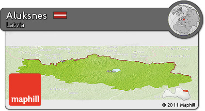 Physical Panoramic Map of Aluksnes, lighten