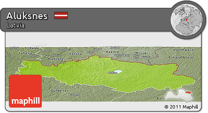 Physical Panoramic Map of Aluksnes, semi-desaturated