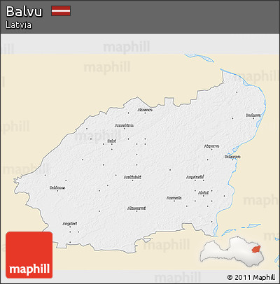 Classic Style 3D Map of Balvu, single color outside