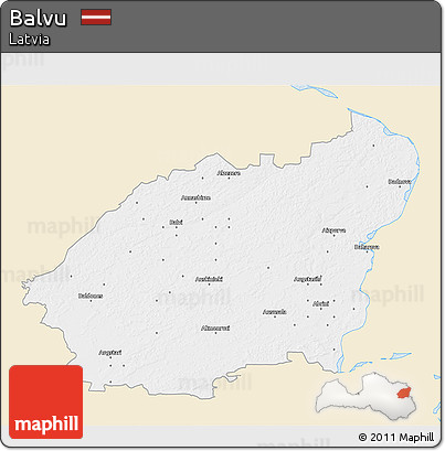 Classic Style 3D Map of Balvu, single color outside