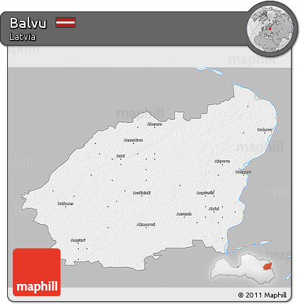 Gray 3D Map of Balvu, single color outside