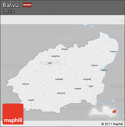 Gray 3D Map of Balvu, single color outside