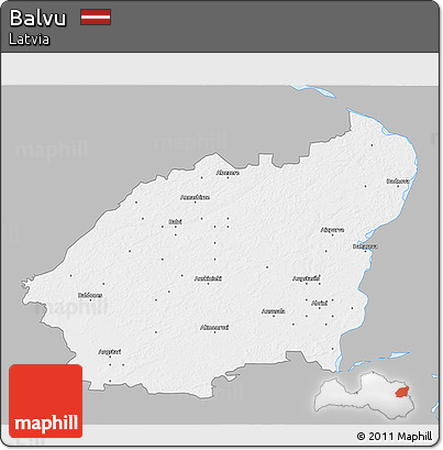 Gray 3D Map of Balvu, single color outside