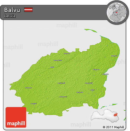 Physical 3D Map of Balvu, single color outside