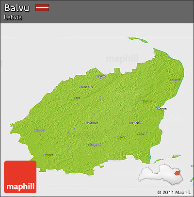 Physical 3D Map of Balvu, single color outside