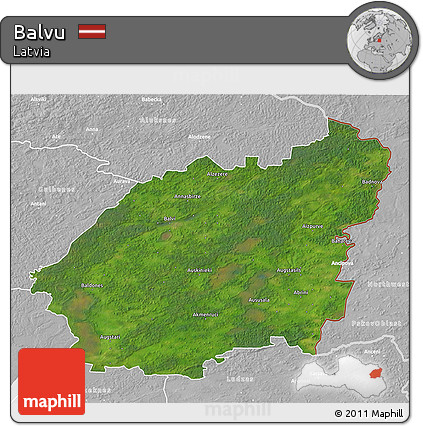 Satellite 3D Map of Balvu, lighten, desaturated