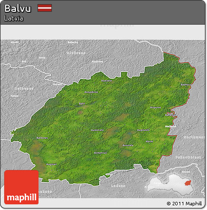Satellite 3D Map of Balvu, lighten, desaturated