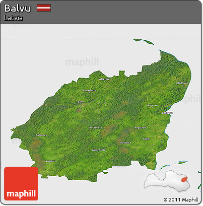 Satellite 3D Map of Balvu, single color outside