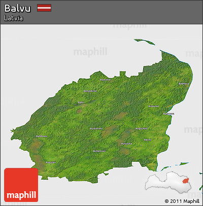 Satellite 3D Map of Balvu, single color outside