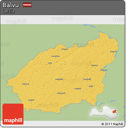 Savanna Style 3D Map of Balvu, single color outside