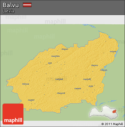Savanna Style 3D Map of Balvu, single color outside