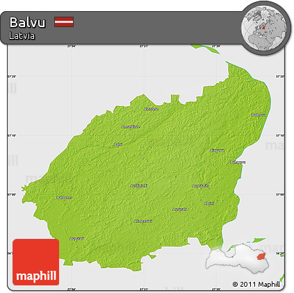 Physical Map of Balvu, single color outside