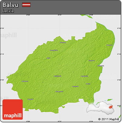 Physical Map of Balvu, single color outside