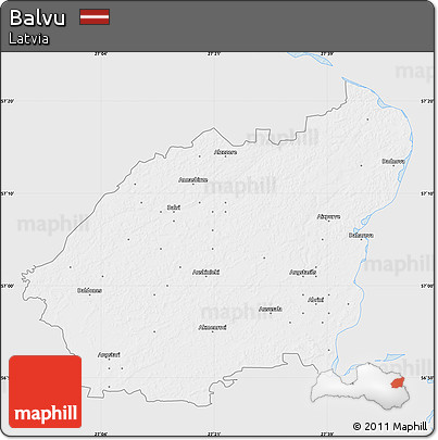 Silver Style Map of Balvu, single color outside