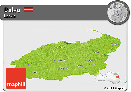 Physical Panoramic Map of Balvu, single color outside