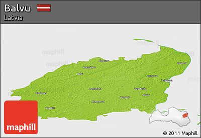Physical Panoramic Map of Balvu, single color outside