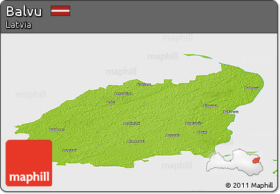 Physical Panoramic Map of Balvu, single color outside