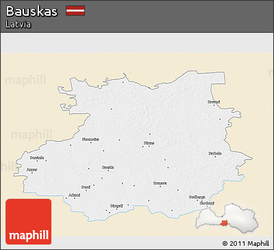 Classic Style 3D Map of Bauskas, single color outside