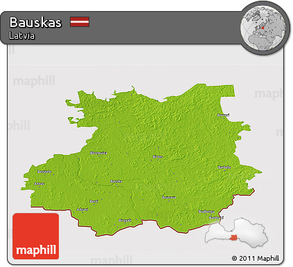 Physical 3D Map of Bauskas, cropped outside
