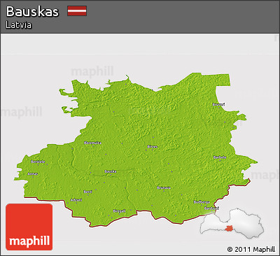 Physical 3D Map of Bauskas, cropped outside